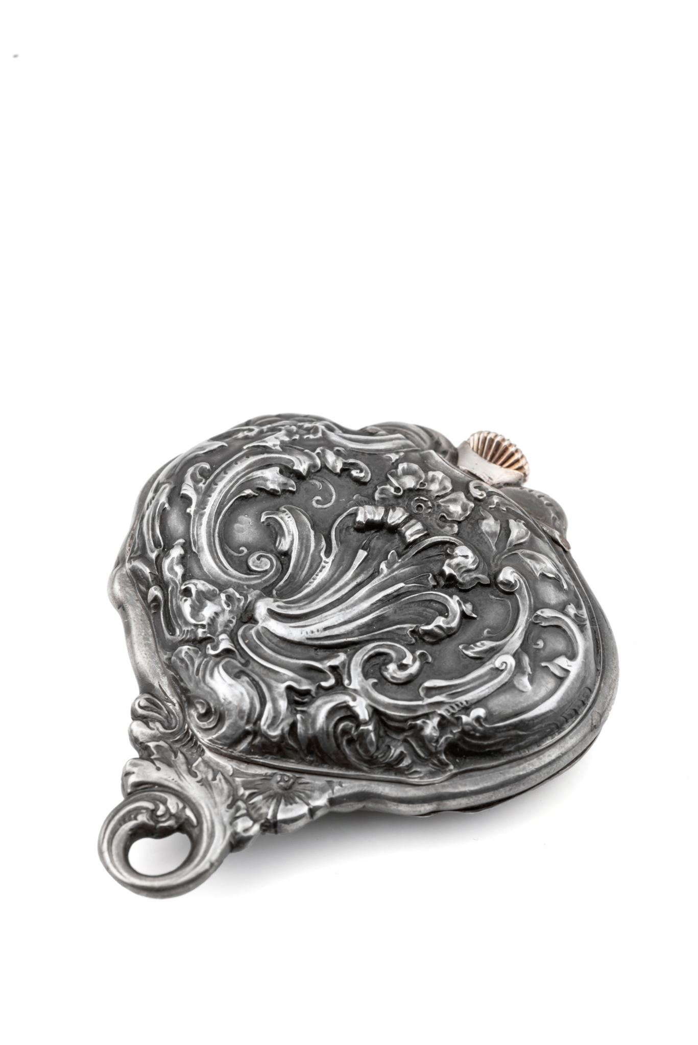 Decorated silver back of a Record Sector Watch pocket watch